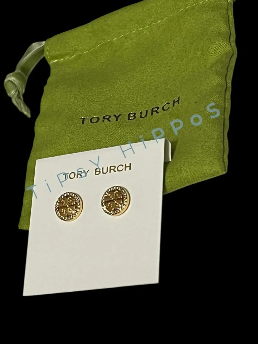Tory Burch Gold Miller Pave Logo Studs